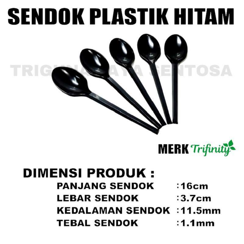 Sendok Makan Plastik Panjang Kuat Tebal Bening / Hitam / Putih Trifinity Per Dus Gjk