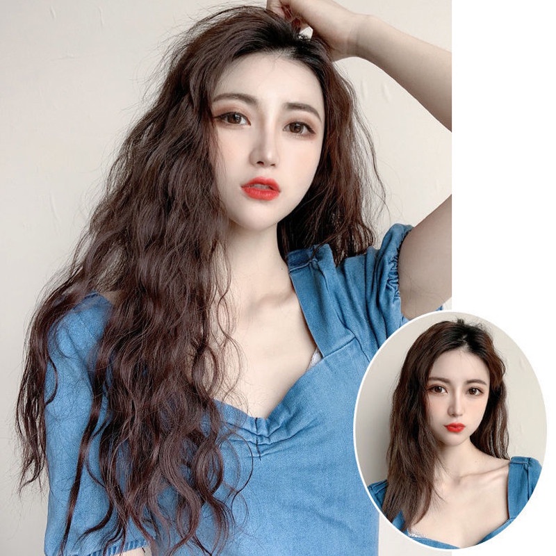 Zomi Wig / Rambut Palsu Wanita Model Panjang Keriting Gelombang U-Shape Bahan Wol