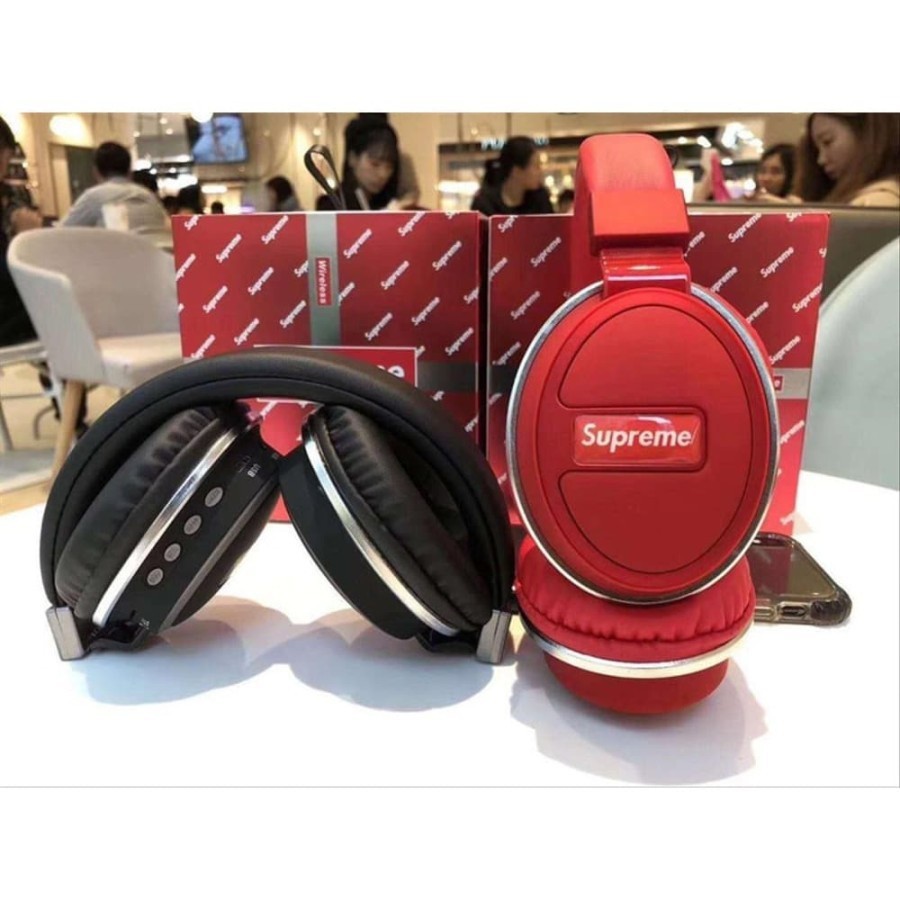 Laristerus79 HEADPHONE SURPREME wireless bluetooth microphone mic mp3 memori radio tanpa kabel