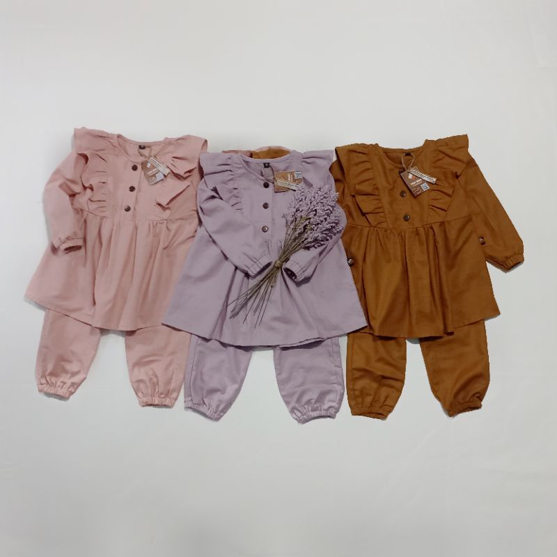 MUZA  Tunik Set - Setelan Tunik Lucu Gemas Anak 1-6 Tahun Linen Rami Adem Nyaman