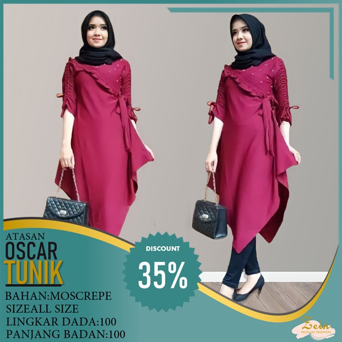 Atasan Oscar Tunik Premium Fashion Terbaru Baju Remaja Wanita Muslim Muslimah Kekinian Termurah