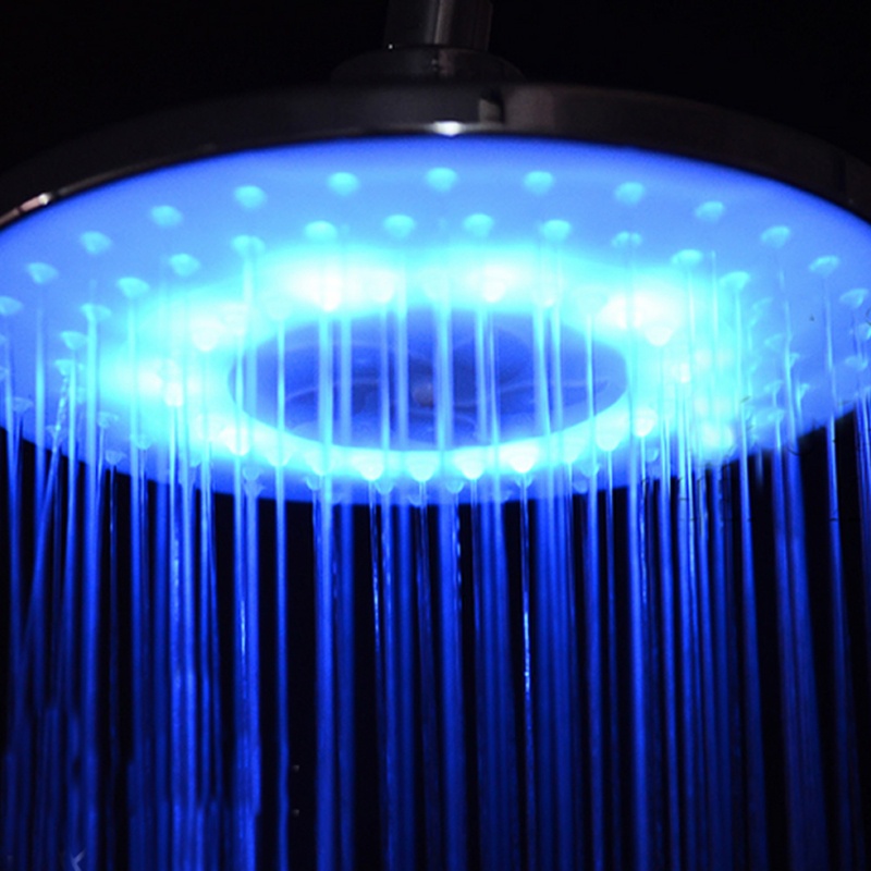 Gro Kepala Shower Bentuk Bulat 8 &quot;Dengan Lampu LED RGB Bahan Stainless Steel Untuk Kamar Mandi