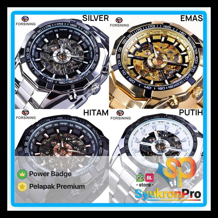 Indh WINNER WRG8042 Skeleton Automatic Mechanical Watch Jam Tangan Mekanik - Silver TERBARU Kode