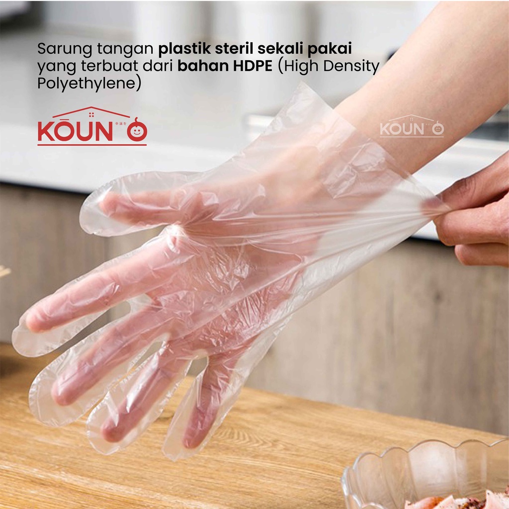 Sarung Tangan Plastik Sekali Pakai isi 100 Pcs Transparan Food Grade Disposable Plastic Gloves