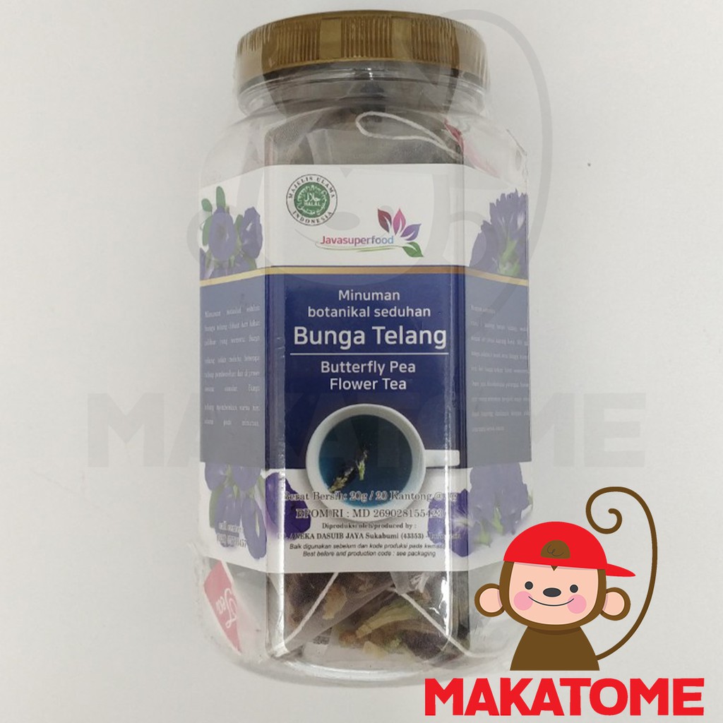 Bunga Telang 20 bag java super food butterfly pea flower tea teh javasuperfood biru blue