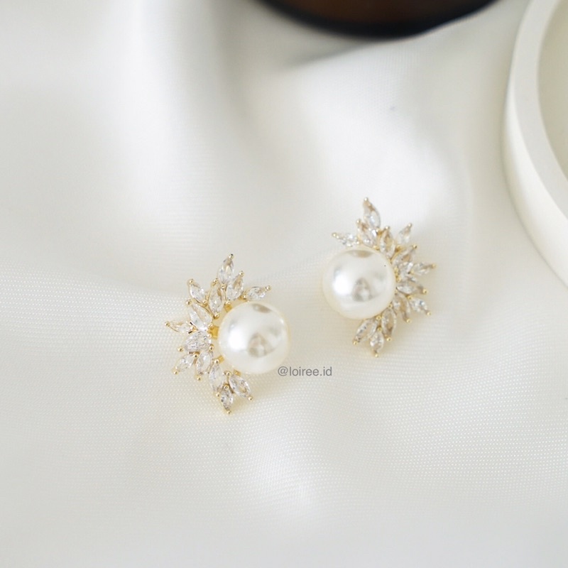 LERA | Wedding Collection - Gold Plated Zirconia Stud Earrings - Anting Tusuk Wanita Korea