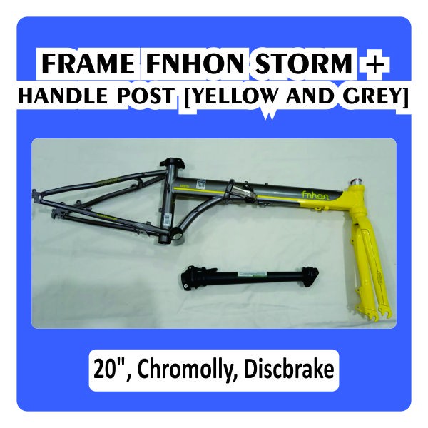 Frame Fork Hp FNHON Storm Discbrake Kuning Abu Yellow And Grey Disc brake DB Chromoly not Blast Gust