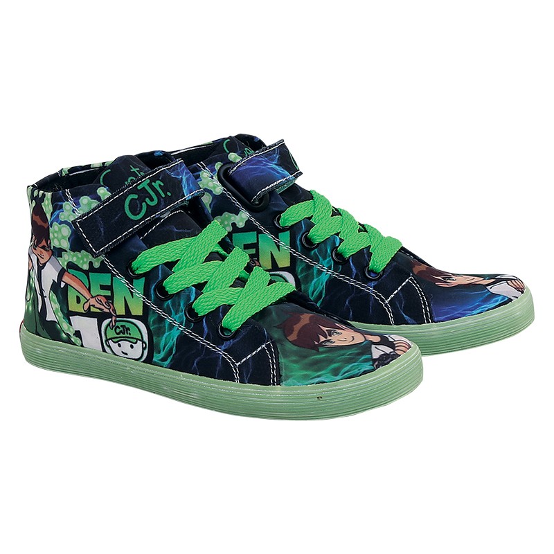 Sepatu Anak Laki Sneakers Tali Canvas Hijau Karakter Ben10 Cool Cozy 26 27 28 29 30 CJR Original-5
