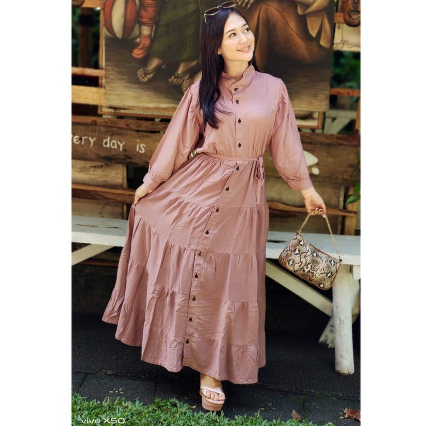 GAMIS BALI RAYON POLOS RAMPEL-deep coral po