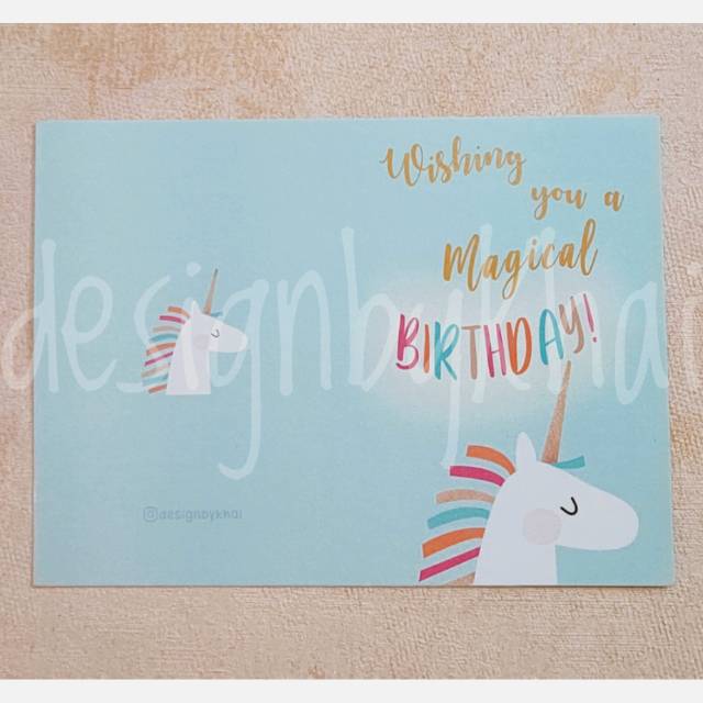 

Birthday Card Lucu. Kartu Ulang Tahun Unicorn-Blue Sky. Uk lipat 8x11,5cm.