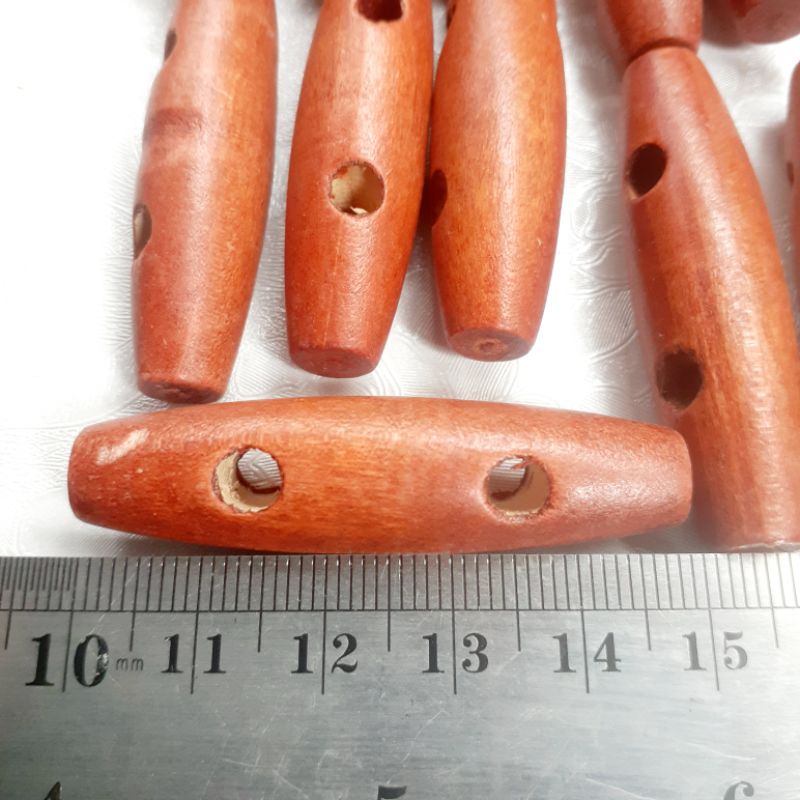 Original Stopper Kancing Kimtan Tanduk Variasi Tali 2 Lubang Wooden Button Toggle 2 Hole &amp; Cord Lock Akrilik Kayu Stok Garmen