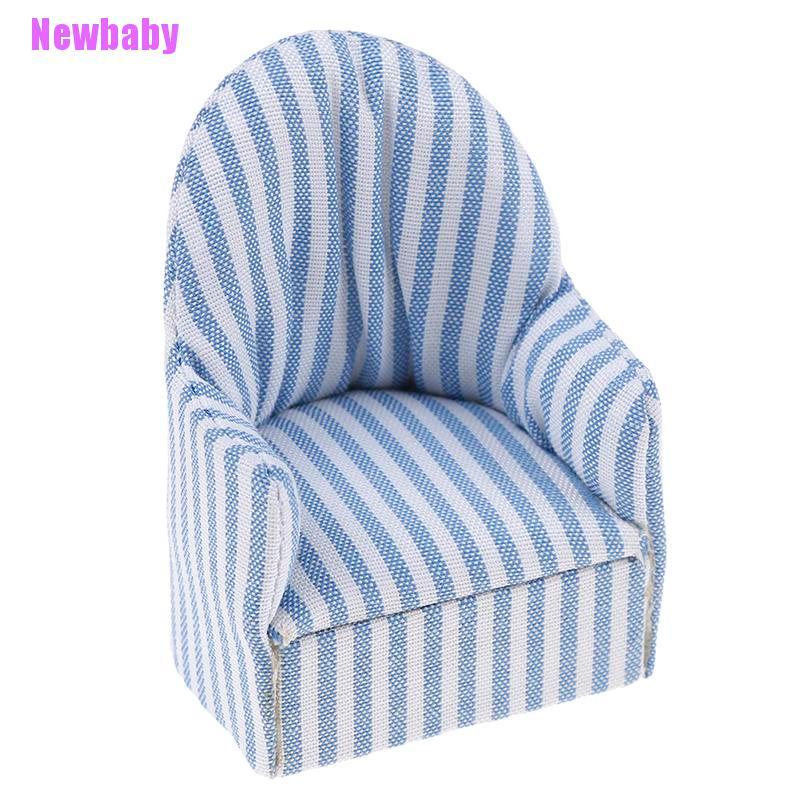 (Newbaby) Miniatur sofa / Tempat Tidur Motif Garis Skala 1: 12 Untuk Dekorasi Rumah Boneka