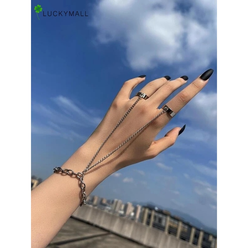 Gelang Tangan Rantai Adjustable Bahan Metal Warna Silver Untuk Wanita