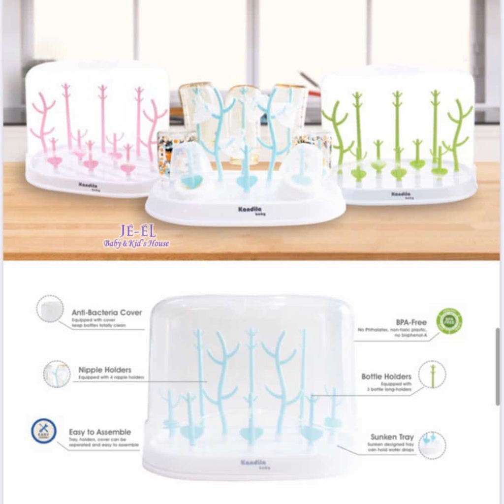 Kandila Baby Drying Rack Bottle HB5004 - Dryingrack Botol Susu Bayi - Tempat Penyimpan Botol Bayi + Penutup