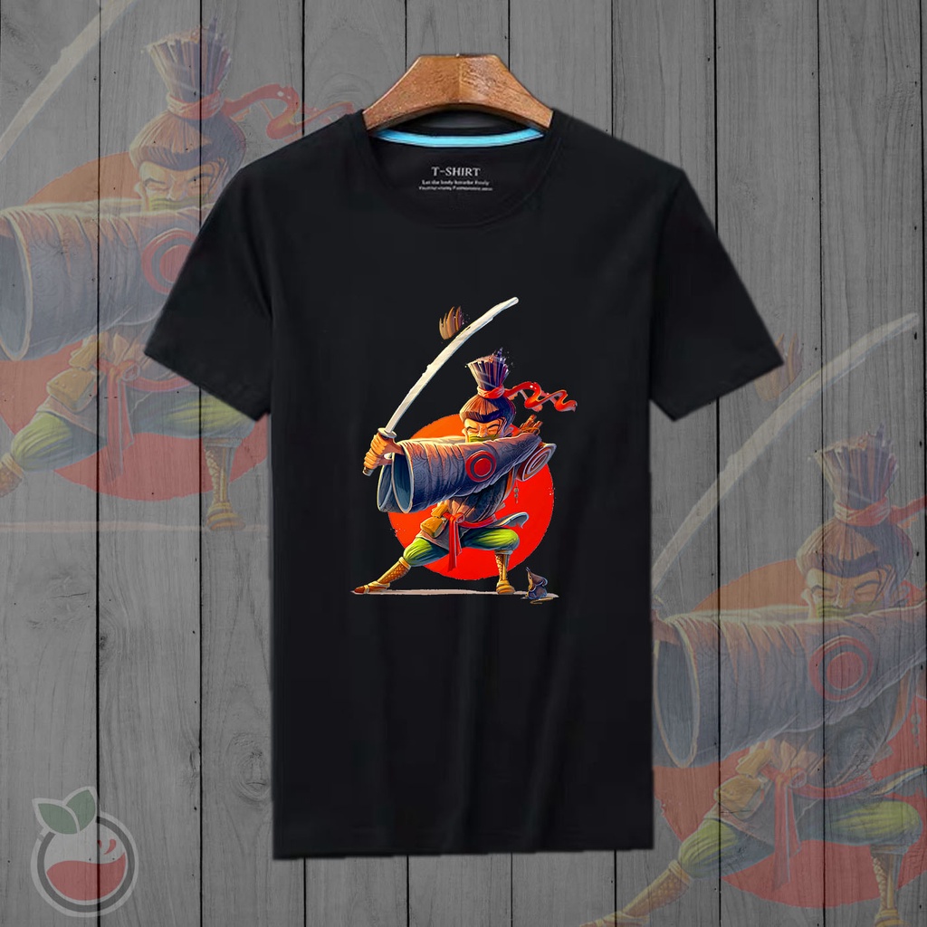 Lilipop Kaos Tshirt  Pria Samurai Ninja Jepang Ronin Baju Distro Basic Lengan Pendek Cowok Kasual