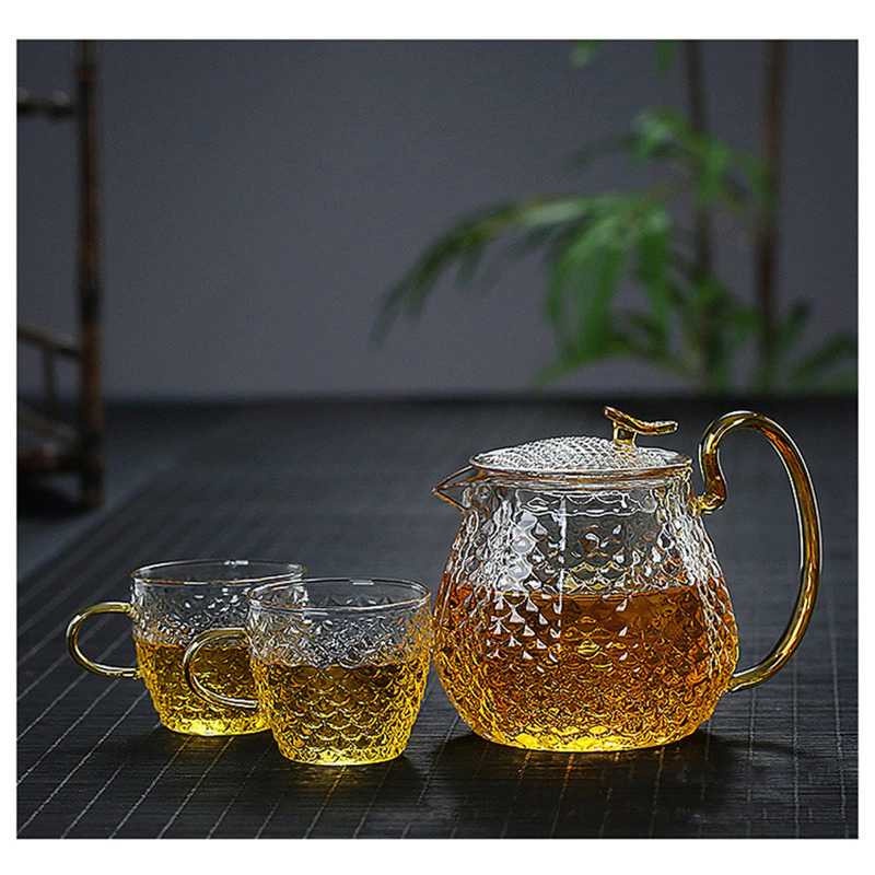 Teko Kaca Pitcher Teh Set 600ml 4 Pcs Gelas Borosilicate Glass