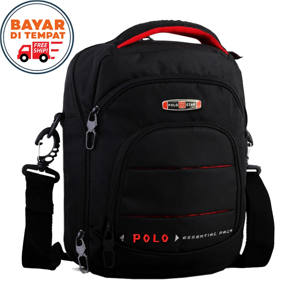 SHOPEE 7.7 BOMBASTIS SALE!! POLO 39121 Tas Pria Notebook Tas Selempang Pria Gadget Material Nilon Waterproof