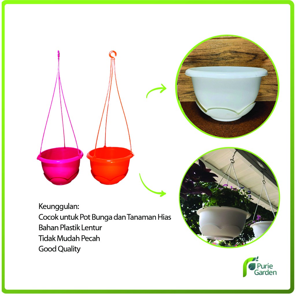 Pot Gantung Bunga Warna Warni 21.5 cm PG KDR