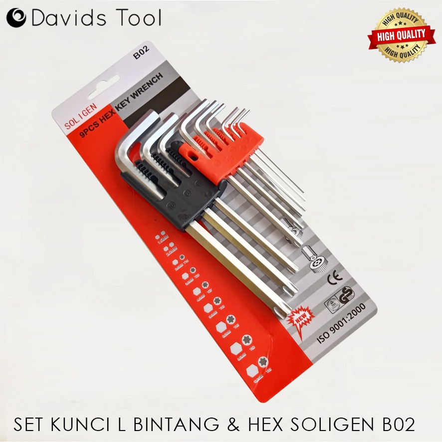 Kunci L Set Panjang Hex Key Wrench 9pcs Soligen B02