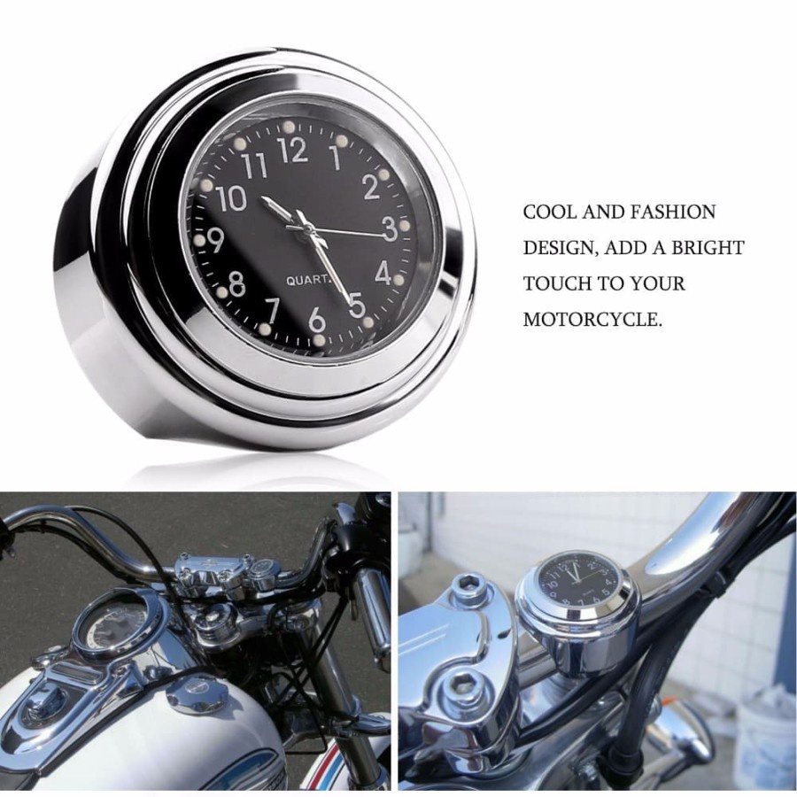 X335 | Jam Motor Jam untuk Stang Handle bar Motor Waterproof Motorcycle Clock Anti Air Quartz