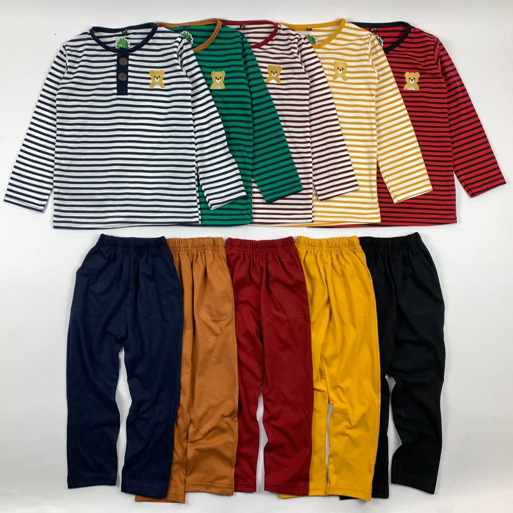 PAJAMAS LONG STRIPES UNISEX (1-10 TAHUN)