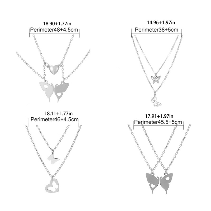 Kalung Liontin Butterfly Heart Bahan Stainless Steel Untuk Wanita