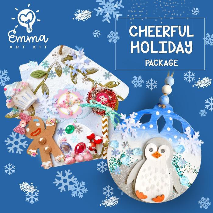 

Art / Cheerful Holiday: Two Christmas Art Kits In A Box (W/ Paint And Brush)