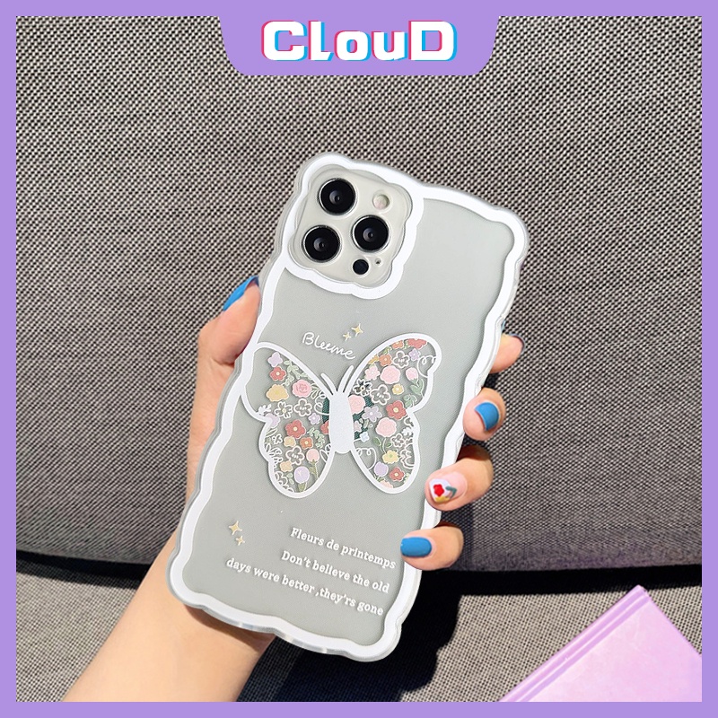 Soft Case Tpu Shockproof Motif Bunga Kupu-Kupu Untuk iPhone 11 Pro Max X XS Max 12 Pro XR 8Plus 7Plus 13 Pro Max Butterfly