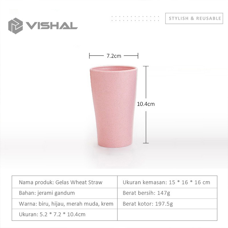 VISHAL Gelas Wheat Straw Set Cangkir Plastik Warna 4 In 1 Cups Wheat Cup Set Toothbrush Cup VS-14
