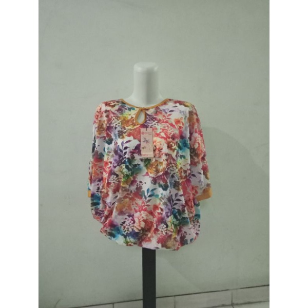 Promo Blouse Baju Wanita Triset Ori Bunga Pelangi Size S Dan M Dan L Dan XL