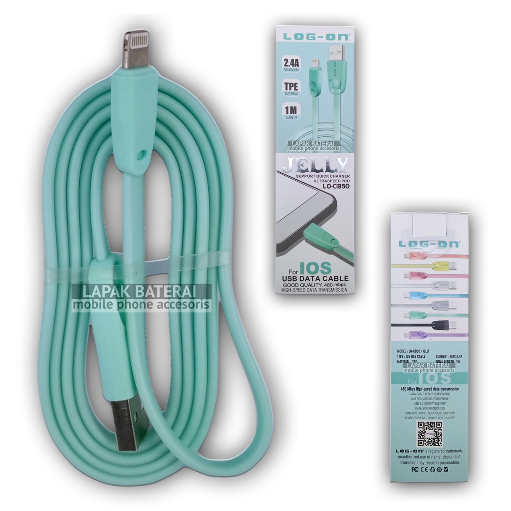 LOG - ON CB50i 1M Kabel Data Iphone Lightning 2.4A Support Quick Charger 3.0 | QC 3.0