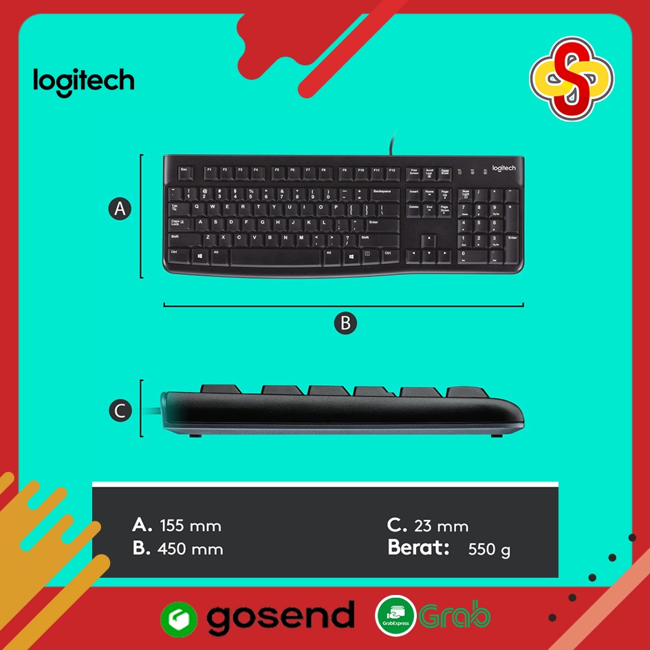 Keyboard + Mouse Wired Logitech MK120 Combo Desktop