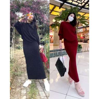 NEW - LASPERAL BATWING ONE SET / PAKAIAN WANITA SET RAJUT / SETELAN RAJUT SWEATER / PAKAIAN  2 IN 1 / BAJU SET WANITA VIRAL