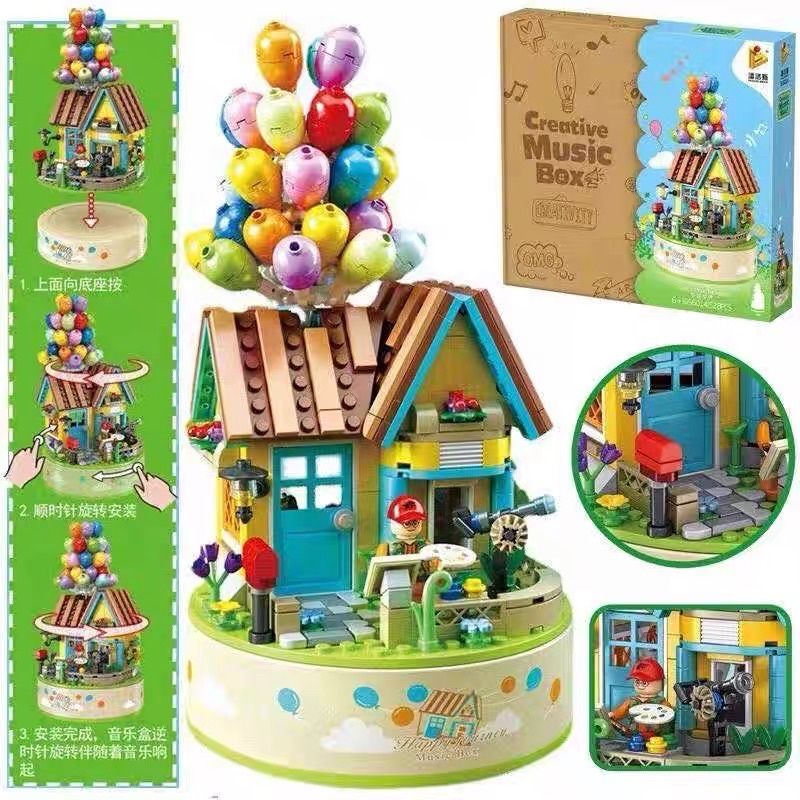 DIY Creative Music Box Block Balloon House Up