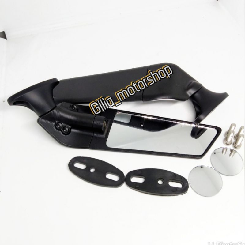 Spion Winglet Stealth Spion Fairing Kaca Besar Model Rizoma Mirror putih CNC Universal Motor Fairing Nmax PCX Lexi Dll