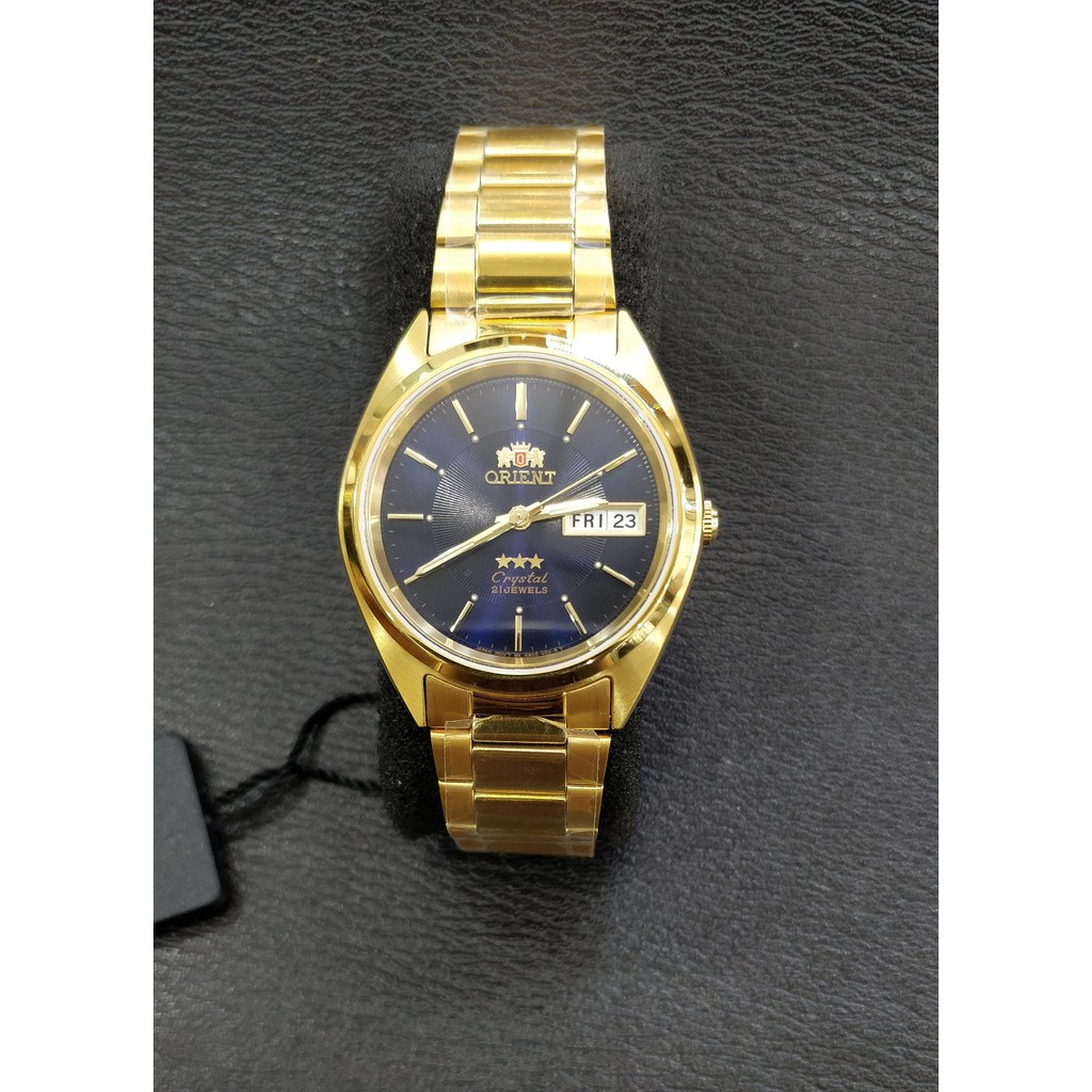 Jam Tangan Pria Orient 3 Stars Automatic Gold Stainless Blue Dial