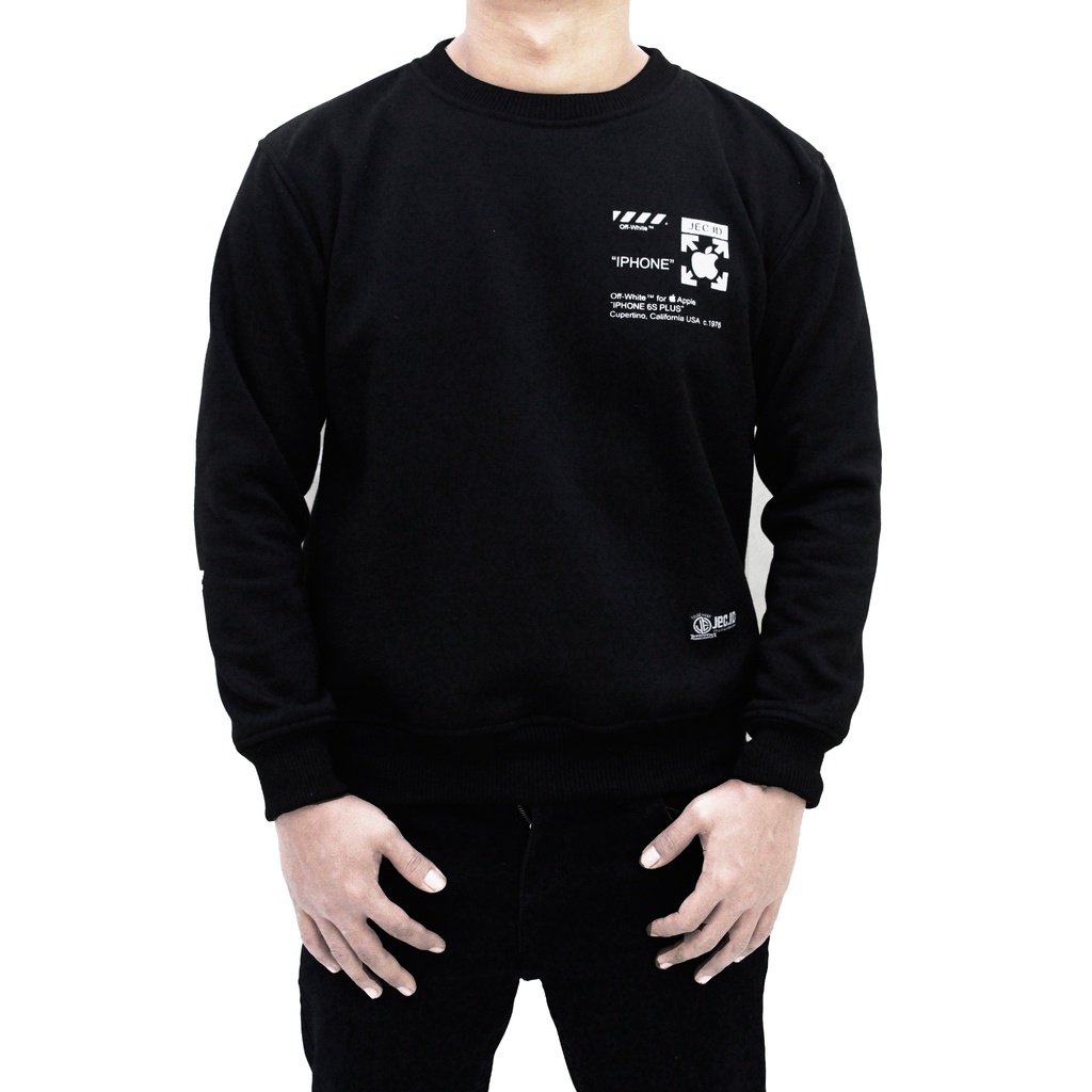 Sweater Crewneck Hitam IPHONE JEC ID Unisex