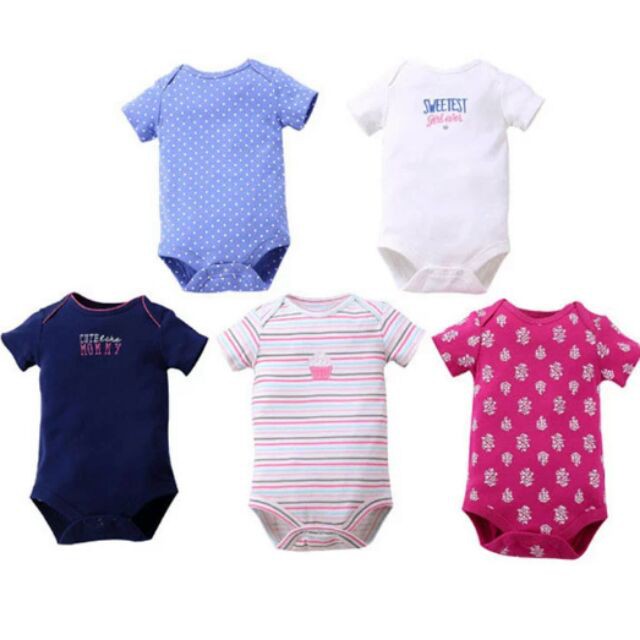 Tedmimak Bodysuit Shortsleeve Baby / Jumper Lengan Pendek / Baju Bayi / Pakaian Bayi Isi 5pcs