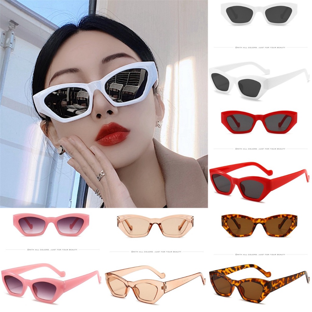 【COD Tangding】Fashion Cat Eye Sunglasses Personalized Jelly-colored Sunglasses Cross-Border Polygon Sunglasses Tide