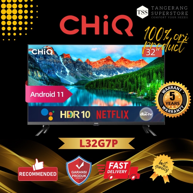 TV DIGITAL CHiQ L32G7P 32 Inch Newest Android 11 Frameless Smart LED TV