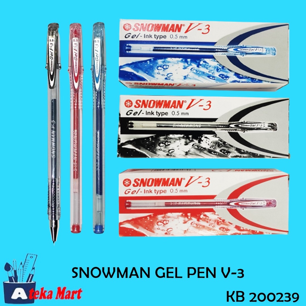 

[BOX/12PCS] SNOWMAN GEL PEN V-3 PULPEN