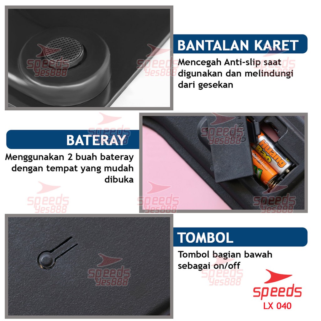 speeds timbangan badan mini digital hitam polos max 180 kg timbangan lemak 040 12