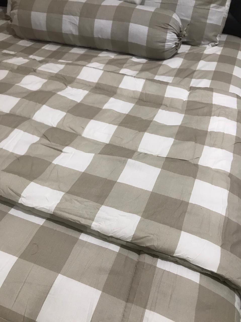 Bedcover Murah Motif Kotak Emily Collection Katun Lokal Elbhe Ukuran Double |uk 160x200 |uk 180x200