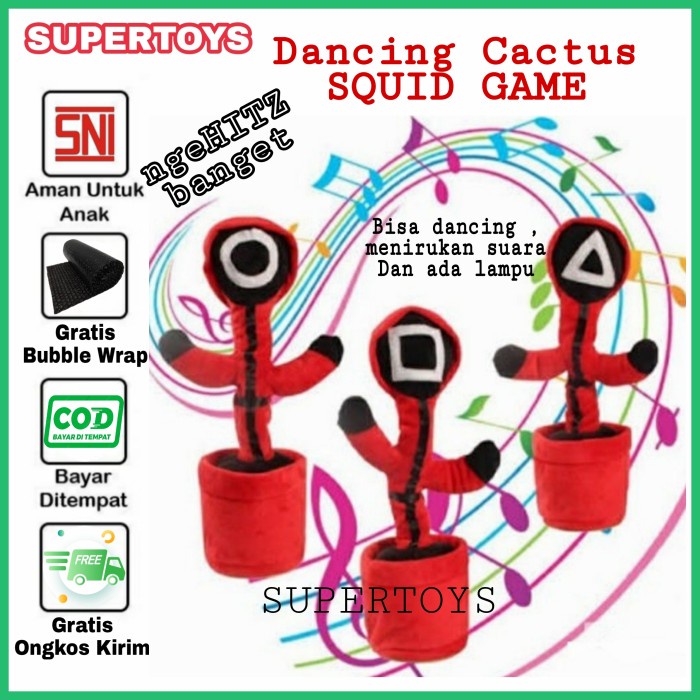 Dancing Cactus Boneka Squid Game Squidgame Viral Tiktok Goyang Kaktus