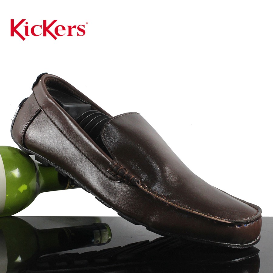 COD! Sepatu Pria Kickers Mocasin Slop Peiro Coklat Kasual Formal Selop Tanpa Tali Kerja Fashion Laki