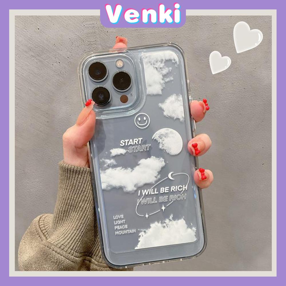 iPhone Case Clear Case Soft Thick TPU Shockproof Super Transparent Protection Camera Plating Button Clouds Smiley For iPhone 13 Pro Max iPhone 12 Pro Max iPhone 11 iPhone 7 Plus