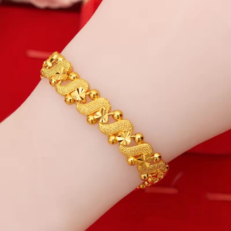 Gelang Hong Kong Fashion Gelang Emas Asli Fashion Wanita Emas Murni Kekasih Nikah Hadiah Gelang