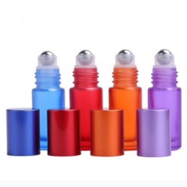 Botol Kaca Roll On 5ml Frosted Doff TEBAL Essential Oil Parfum Parfume Thick Bottle Roller Colorfull