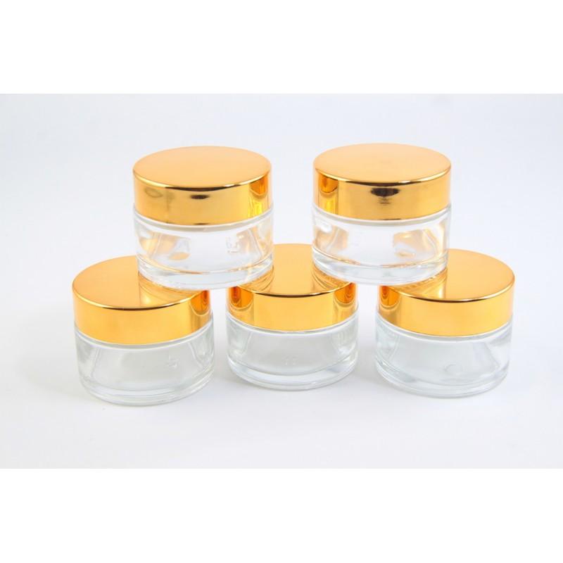 PROMO POT CREAM TERMURAH / POT KACA 30G BENING TUTUP GOLD / TEMPAT KRIM KOSMETIK PREMIUM - TEKNO KITA