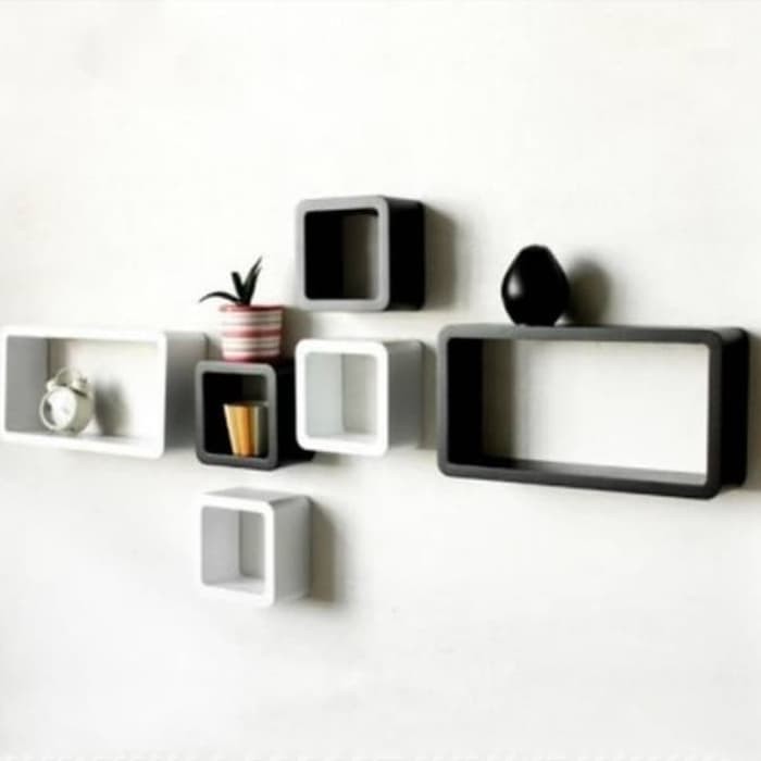 rak dinding kotak minimalis 1 set 3 kotak